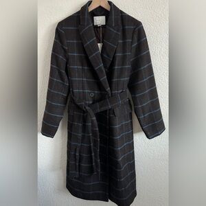 NWT Plaid Brown Coat with belt